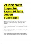 VA DEQ SWM Inspector Exam(16 fully solved questions)