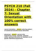 PSYCH 210 (Fall 2024) - Chapter 7 Sexual Orientation with 100- correct answers