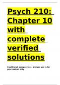 Psych 210 Chapter 10 with complete verified solutions.