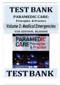 Test bank paramedic care principles practice 5th edition volume 3 medical emergencies bledsoe  Verified Chapters, Complete Newest Version2024.