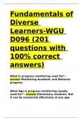 Fundamentals of Diverse Learners-WGU D096 (201 questions with 100- correct answers).