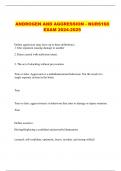 ANDROGEN AND AGGRESSION - NURS168 EXAM 2024-2025