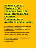 Seabee Combat Warfare SCW (Common Core 102 Naval Heritage And Doctrine Fundamentals) questions and ANSWERS