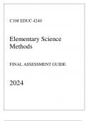 WGU C108 - EDUC 4240 Elementary Science Methods - Comprehensive FA Guide 2024