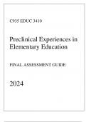 WGU C935 - EDUC 3410 Preclinical Experiences in Elementary Education - Comprehensive FA Guide