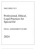 WGU D002 - SPED 3513 Professional, Ethical, Legal Practices for Special Ed - Comprehensive FA Guide