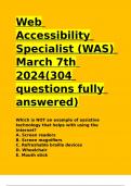 Web Accessibility Specialist (WAS) March 7th 2024(304 questions fully answered).