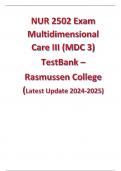 NUR 2502 Exam Multidimensional Care III (MDC 3) TestBank - Rasmussen College  (Latest Update 2024/2025) 