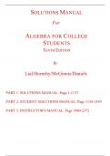 Solutions Manual For Algebra for College Students 10th Edition By Margaret Lial, John Hornsby, Terry McGinnis (All Chapters, 100% Original Verified, A+ Grade) 