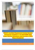 CRCST Certified Registered Central Service Technician Chapters 1-12 IAHCSMM 2024 Exam Review Questions and Answers 100% Pass | Graded A+