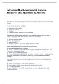 Advanced Health Assessment Midterm Review of Quiz Questions & Answers.