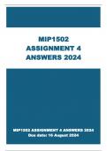 MIP1502 ASSIGNMENT 4 ASNWERS 2024 Due date: 16 August 2024