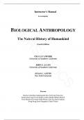 Instructor's Manual for Biological Anthropology The Natural History of Humankind 4th Edition by Craig Stanford, All Chapters | Complete Guide A+