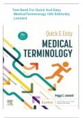 TEST BANK  for quick and easy medical terminology (10th edition 2024)by leonard/ ALL CHAPTERS INCLUDED AND UPDATED