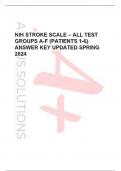 NIH STROKE SCALE – ALL TEST GROUPS A-F (PATIENTS 1-6) ANSWER KEY UPDATED SPRING 2024