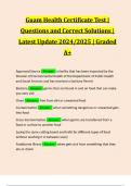 Guam Health Certificate Test | Questions and Correct Solutions | Latest Update 2024/2025 | Graded A+