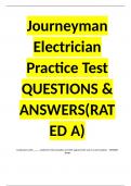 Journeyman Electrician Practice Test QUESTIONS & ANSWERS(RATED A)