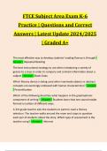 FTCE Subject Area Exam K-6 Practice | Questions and Correct Answers | Latest Update 2024/2025 | Graded A+