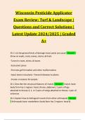 Wisconsin Pesticide Applicator Exam Review: Turf & Landscape | Questions and Correct Solutions | Latest Update 2024/2025 | Graded A+