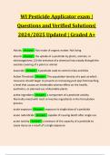 WI Pesticide Applicator exam | Questions and Verified Solutions| 2024/2025 Updated | Graded A+