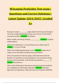 Wisconsin Pesticides Test exam | Questions and Correct Solutions | Latest Update 2024/2025 | Graded A+