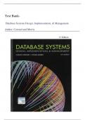 Test Bank- Database Systems Design, Implementation, & Management 13th Edition (By Coronel,2018) Latest Edition ||All Chapters