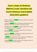 Psych 1 (Gade, UC Berkeley) Midterm 3 exam | Questions and Correct Solutions | Latest Update 2024/2025 | graded A+