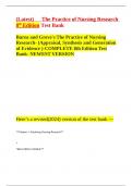 Burns and Grove's The Practice of Nursing Research- (Appraisal, Synthesis and Generation of Evidence )-COMPLETE 8th Edition Test Bank- NEWEST VERSION