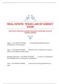 REAL ESTATE: TEXAS LAW OF AGENCY EXAM WITH GUARANTEED ACCURATE ANSWERS |VERIFIED