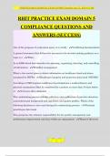 RHIT PRACTICE EXAM DOMAIN 5 COMPLIANCE QUESTIONS AND ANSWERS (SUCCESS)