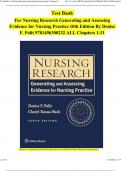 Test Bank For Nursing Research: Generating and Assessing Evidence for Nursing Practice 10th Edition By Denise F. Polit 9781496300232 PDF ALL Chapter 1-31 COMPLETE LATEST UPDATE 2024