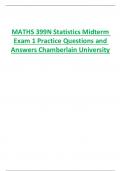 MATHS 399N Statistics Midterm  Exam 1 Practice Questions and  Answers Chamberlain University