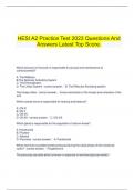   HESI A2 Practice Test 2023 Questions And Answers Latest Top Score.