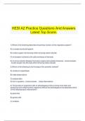   HESI A2 Practice Questions And Answers Latest Top Score.