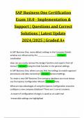 SAP Business One Certification Exam 10.0 - Implementation & Support | Questions and Correct Solutions | Latest Update 2024/2025 | Graded A+