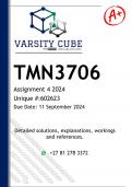 TMN3706 Assignment 4 (DETAILED ANSWERS) 2024 - DISTINCTION GUARANTEED