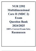 NUR 2392 Multidimensional Care II (MDC 2) Exam (Question Bank 2024/2025) 100% Correct Exam Sets- Rasmussen