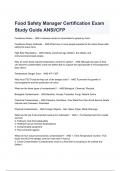 Food Safety Manager Certification Exam Study Guide ANSI/CFP Questions and Answers 2024( A+ GRADED 100% VERIFIED).