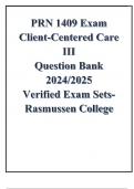 PRN 1409 Exam Client-Centered Care III Question Bank 2024/2025 Verified Exam Sets- Rasmussen College