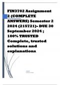 FIN3702 Assignment 2 (COMPLETE ANSWERS) Semester 2 2024 (215721)- DUE 30 September 2024 ; 100% TRUSTED Complete, trusted solutions and explanations