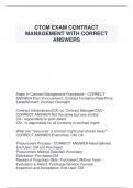 CTCM EXAM CONTRACT  MANAGEMENT WITH CORRECT  ANSWERS