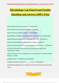 Microbiology Lab Final Exam Practice Questions and Answers (100% Pass)