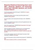 Blueprints Obstetrics & Gynecology Exam Latest  2024 | Blueprints Obstetrics and Gynecology  Actual Exam 2024-2025 Questions and Correct  Answers Rated A+