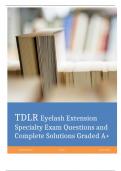 TDLR Eyelash Extension Specialty Exam Questions and Complete Solutions Graded A+