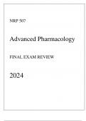 UOPX - NRP 507 Advanced Pharmacology - Final Exam Review 2024.