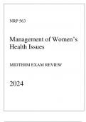 UOPX - NRP 563 Management of Women-s Health Issues - Midterm Exam Review 2024.