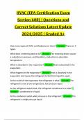 HVAC (EPA Certification Exam Section 608) | Questions and Correct Solutions Latest Update 2024/2025 | Graded A+