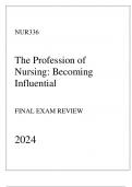 Excelsior - NUR336 The Profession of Nursing (Becoming Influential) - Final Exam Review 2024