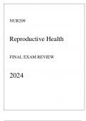 Excelsior - NUR209 Reproductive Health - Final Exam Review 2024.