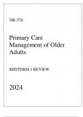 Chamberlain - NR-578 Primary Care Management of Older Adults - Midterm 1 Review 2024.